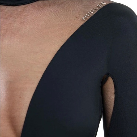 NEW Mugler x H&M Mesh-Paneled Bodysuit Black XL - Picture 3 of 3